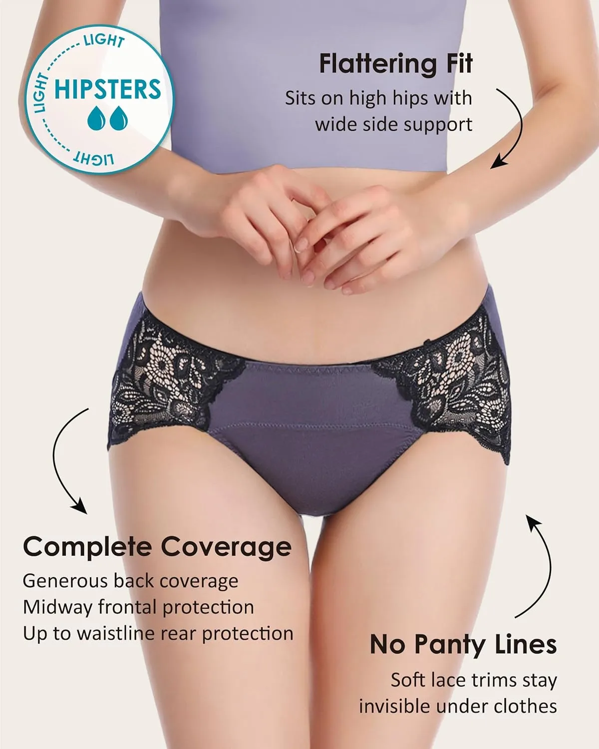 Neione Period Underwear Menstrual Panties Postpartum Briefs Women Lace Hipster