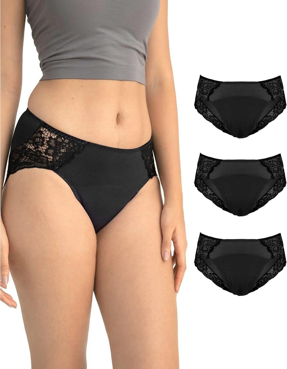 Neione Period Underwear Menstrual Panties Postpartum Briefs Women Lace Hipster