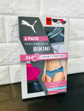 New in package! PUMA Womens Sports Stretch Bikini 4 Pack, Sz M!