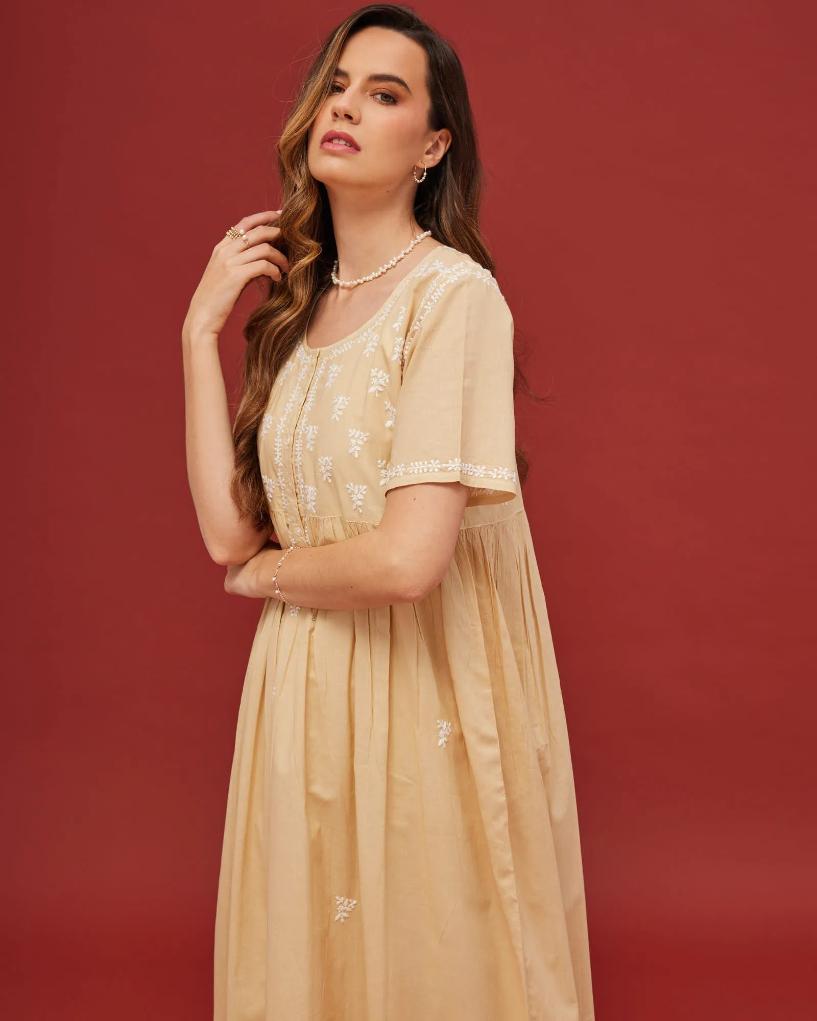 Noor Cream Short Sleeve Nightdress