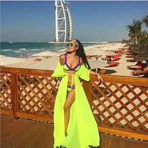 One Size Beach Cover up Candy Color Kaftan Dress