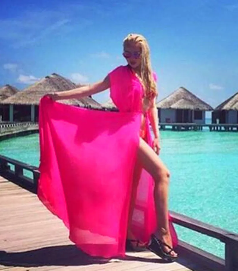 One Size Beach Cover up Candy Color Kaftan Dress