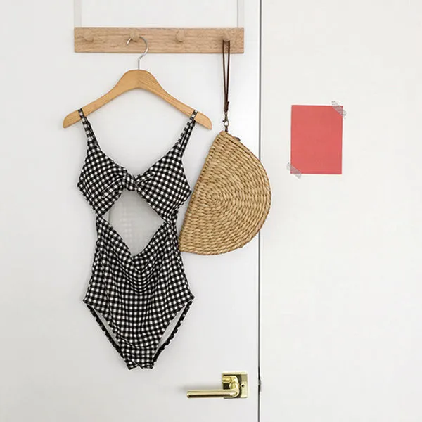 Plaid Swimsuit High Waist Triangle Swimming Suit