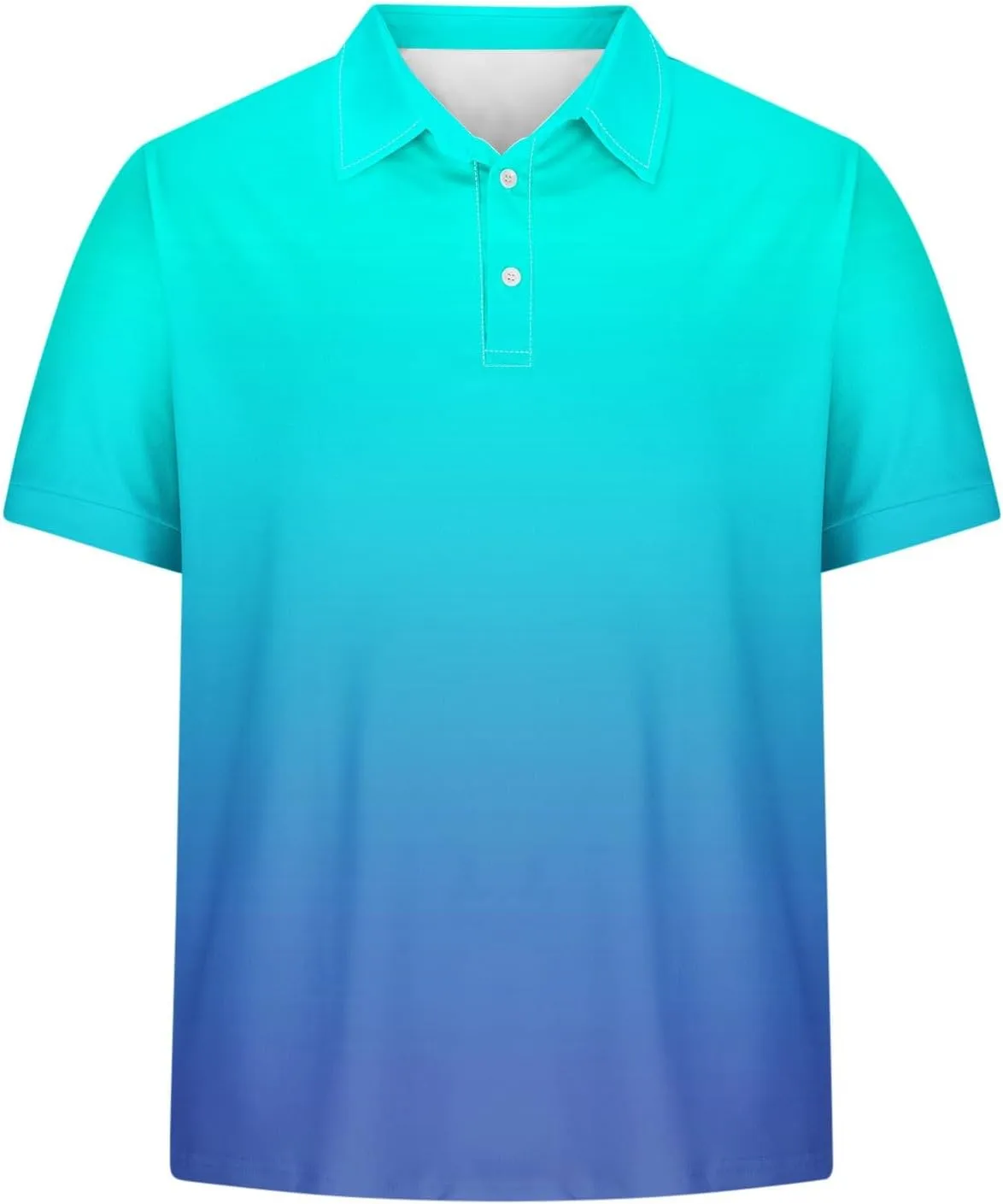 Polo Shirts for Men Short Sleeve Button Down Collar Gradient Tees Dressy Casual Business Work Tshirt Summer Golf Tops