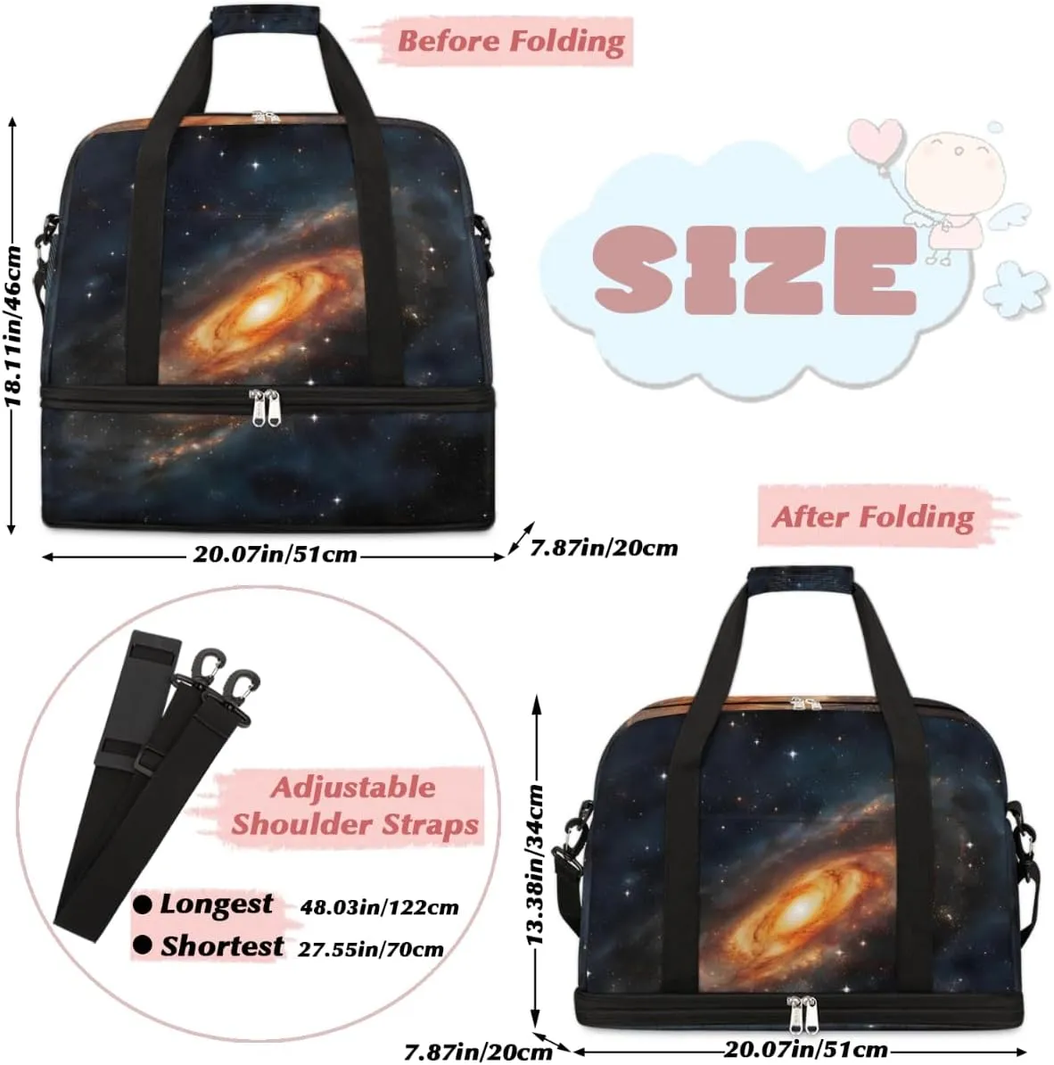QsirBC Skulls Art Texture Gym Bag for Women Duffle Tote with Shoes Compartment Men Weekender Duffel
