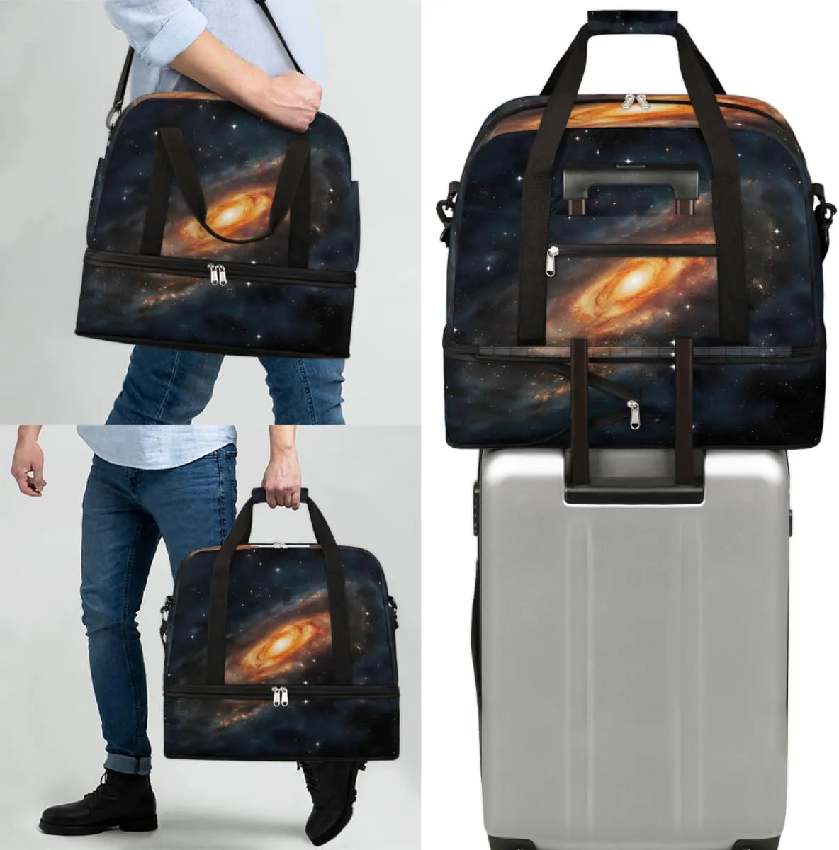 QsirBC Skulls Art Texture Gym Bag for Women Duffle Tote with Shoes Compartment Men Weekender Duffel