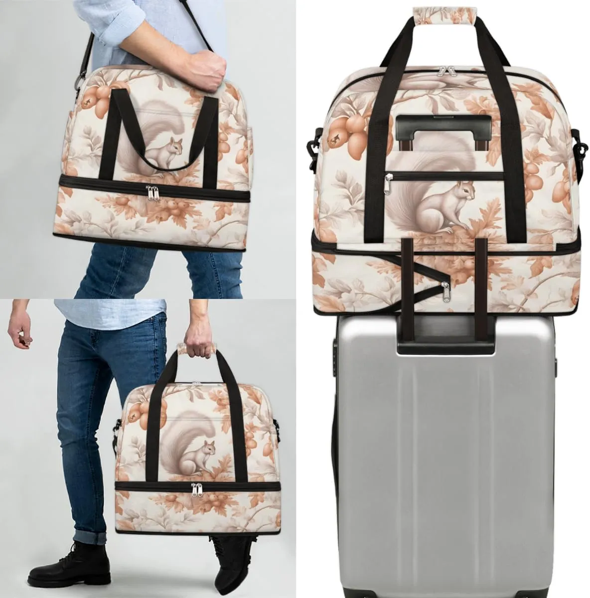 QsirBC Skulls Art Texture Gym Bag for Women Duffle Tote with Shoes Compartment Men Weekender Duffel