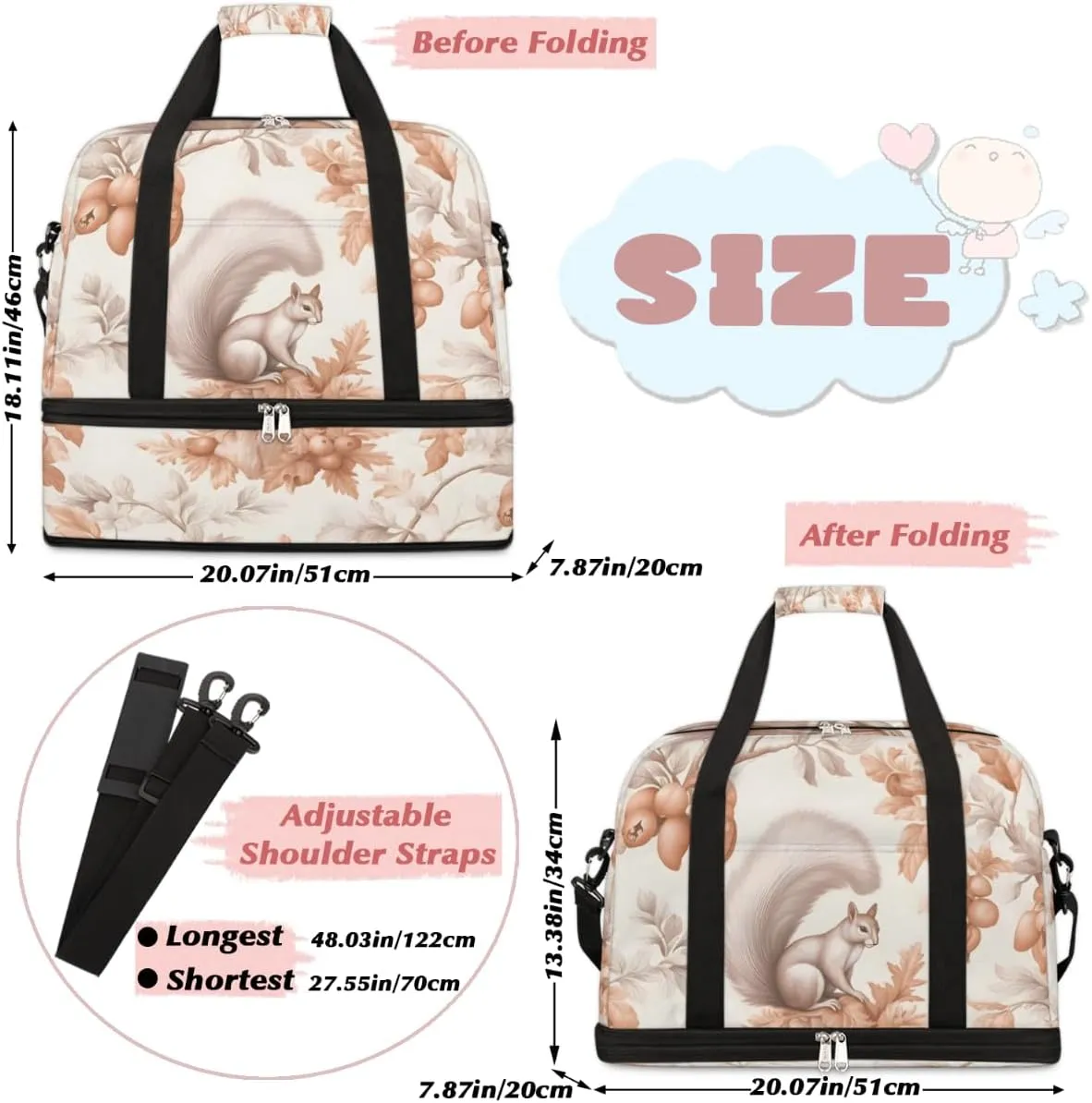 QsirBC Skulls Art Texture Gym Bag for Women Duffle Tote with Shoes Compartment Men Weekender Duffel