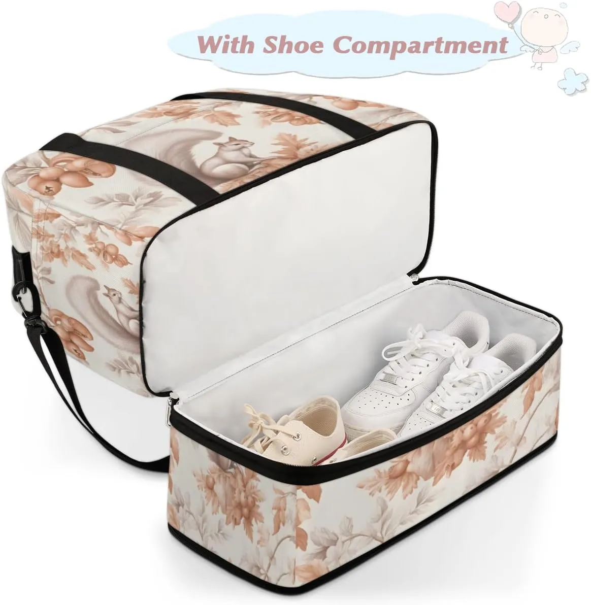 QsirBC Skulls Art Texture Gym Bag for Women Duffle Tote with Shoes Compartment Men Weekender Duffel