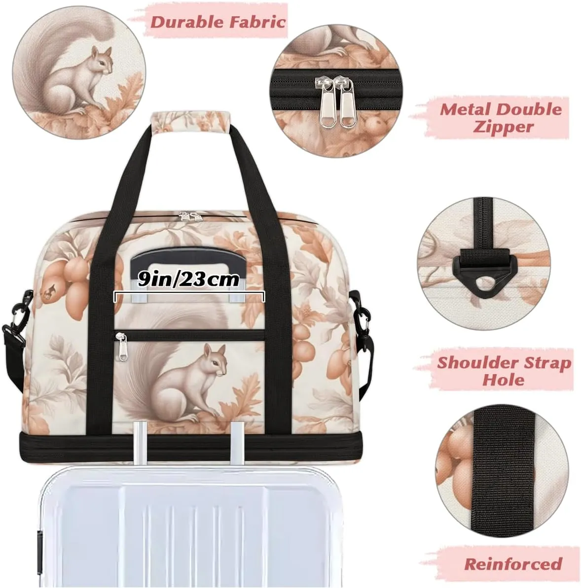 QsirBC Skulls Art Texture Gym Bag for Women Duffle Tote with Shoes Compartment Men Weekender Duffel