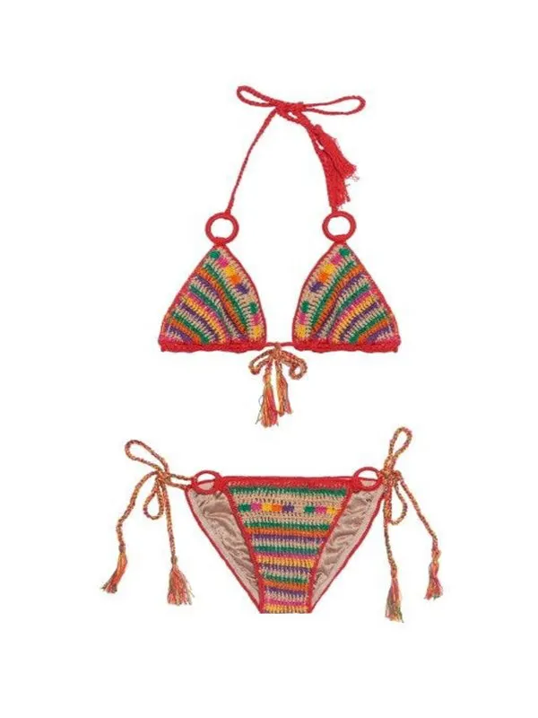 Red Stripe Ring Bikini Top