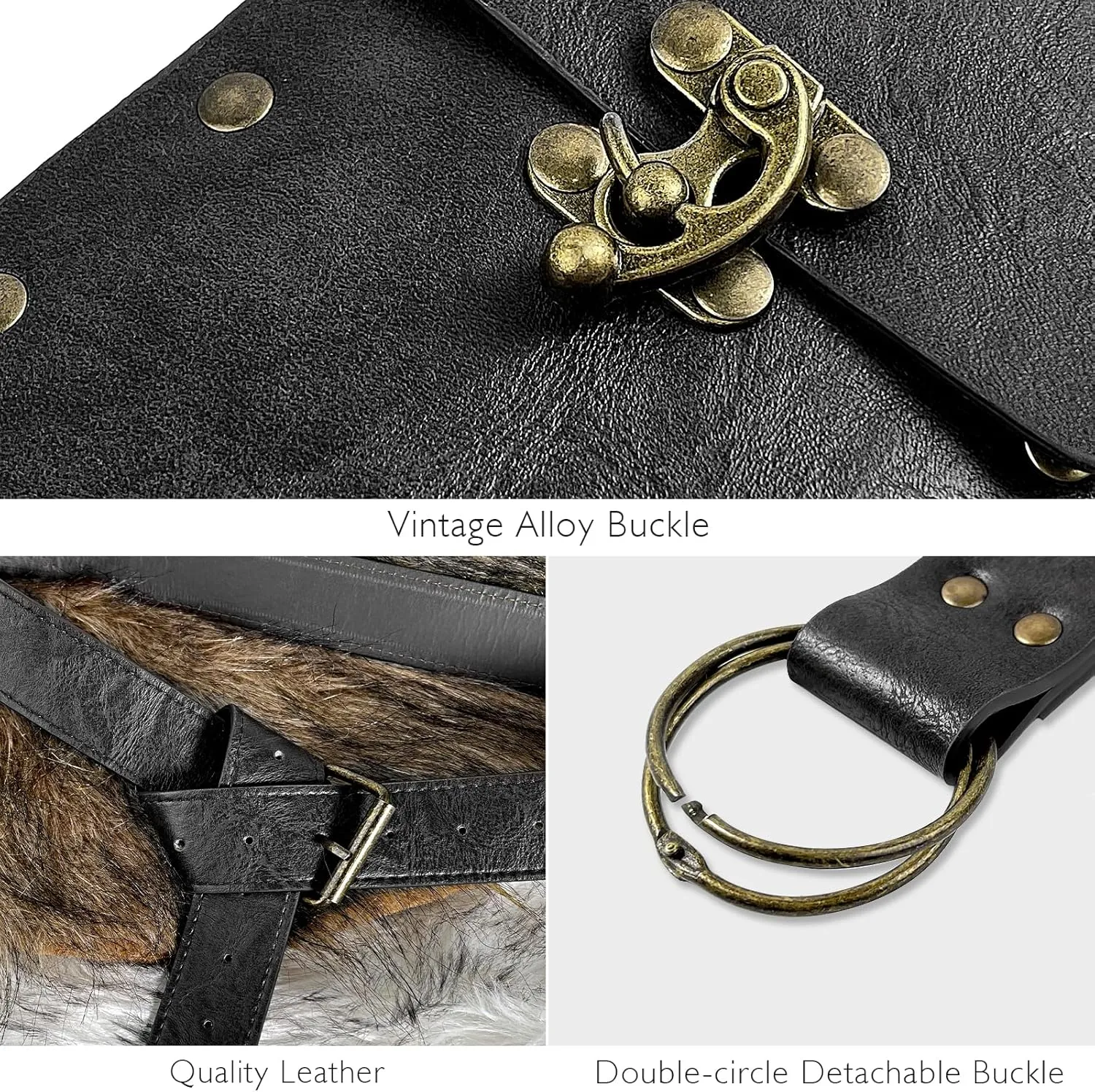 Renaissance Belt Pouch Waist Bag Steampunk Pouch Medieval Leather Belt Skirt Hikes Set, Retro Renaissance Accessories for LARP Cosplay Costume Christmas Gifts (1Bottle-Black)