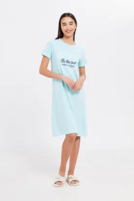 Senior Girls Blue Heart Nightdress