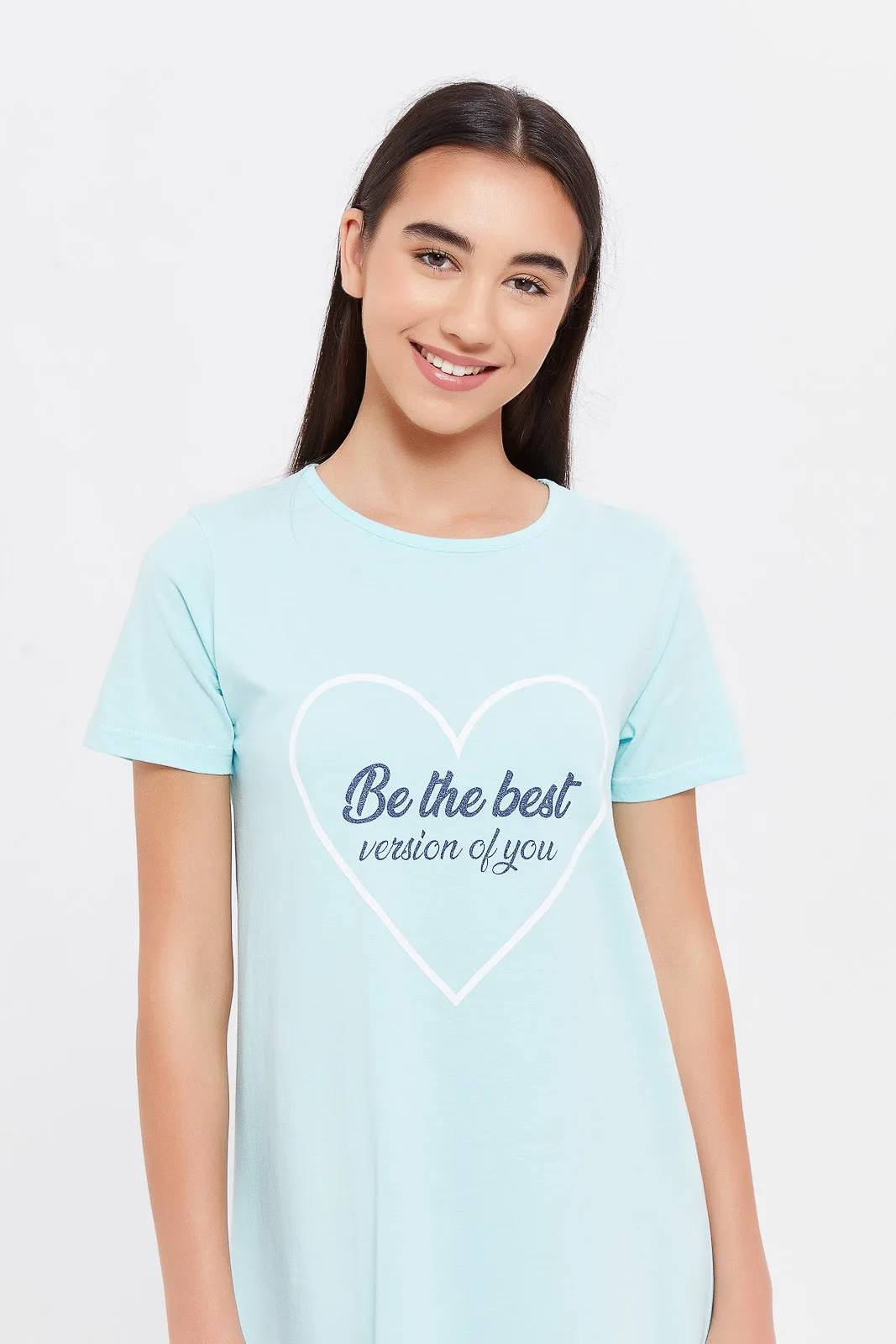 Senior Girls Blue Heart Nightdress