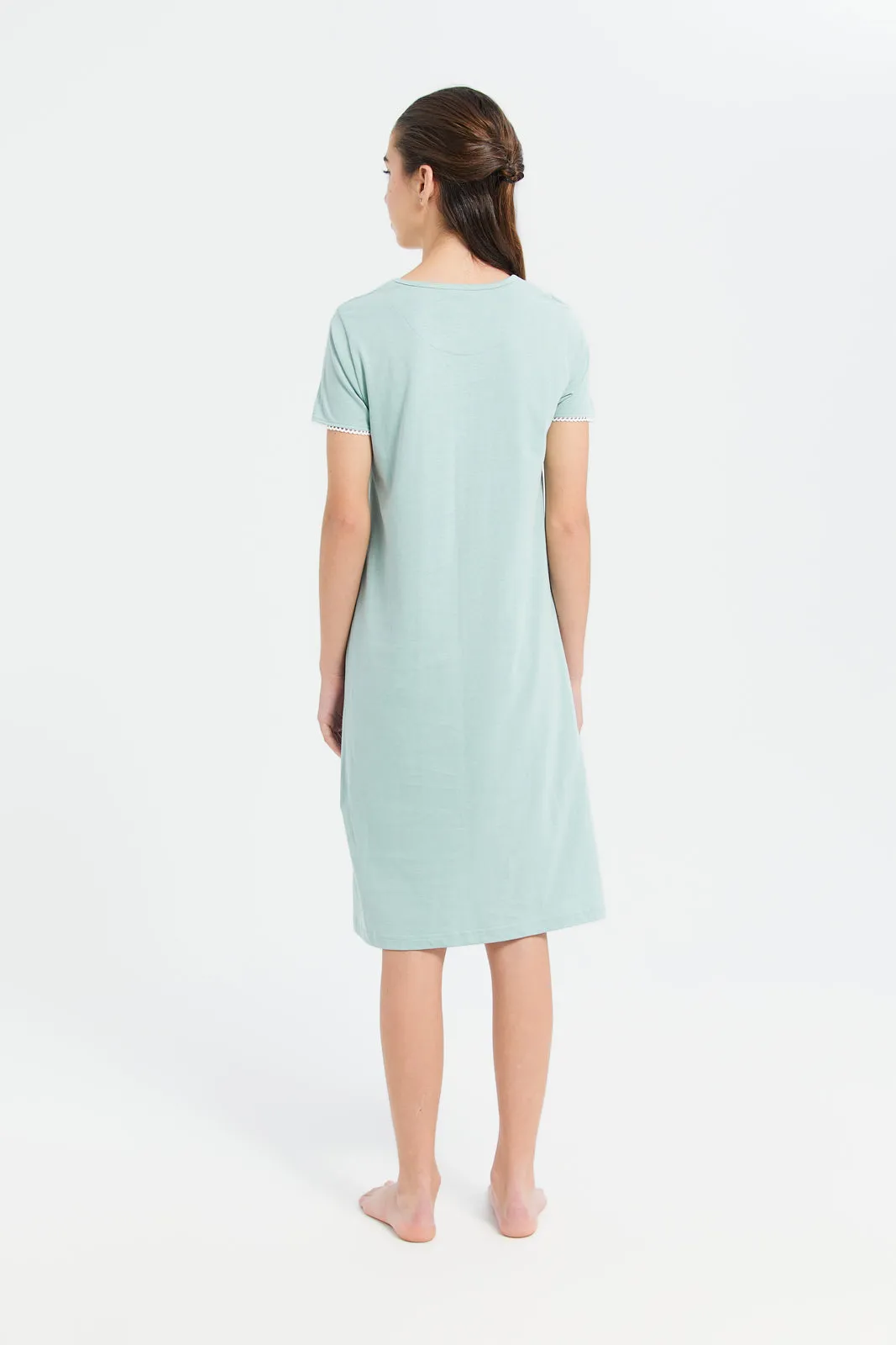 Senior Girls Printed Blue Nightdress