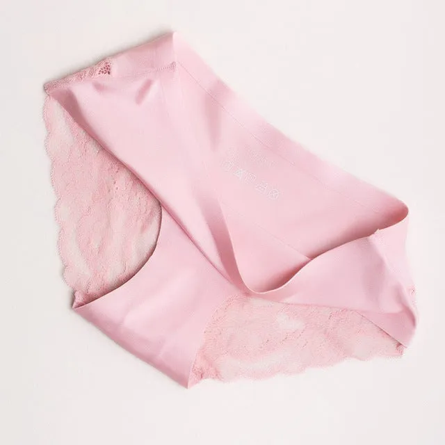 Sexy Ladies' Transparent Seamless Lace Panties With Embroidery Patterns