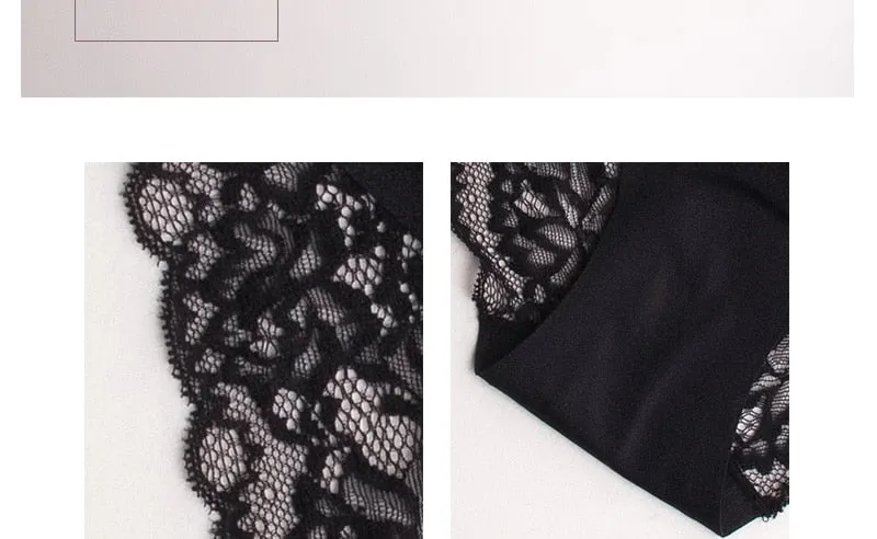 Sexy Ladies' Transparent Seamless Lace Panties With Embroidery Patterns