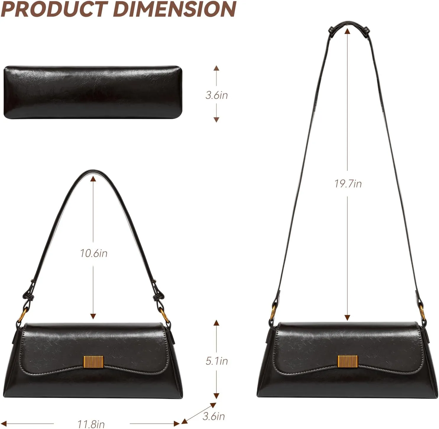 Shoulder Bag for Women Y2K Trendy Underarm Purse Vegan Leather Clutch Hobo Handbags
