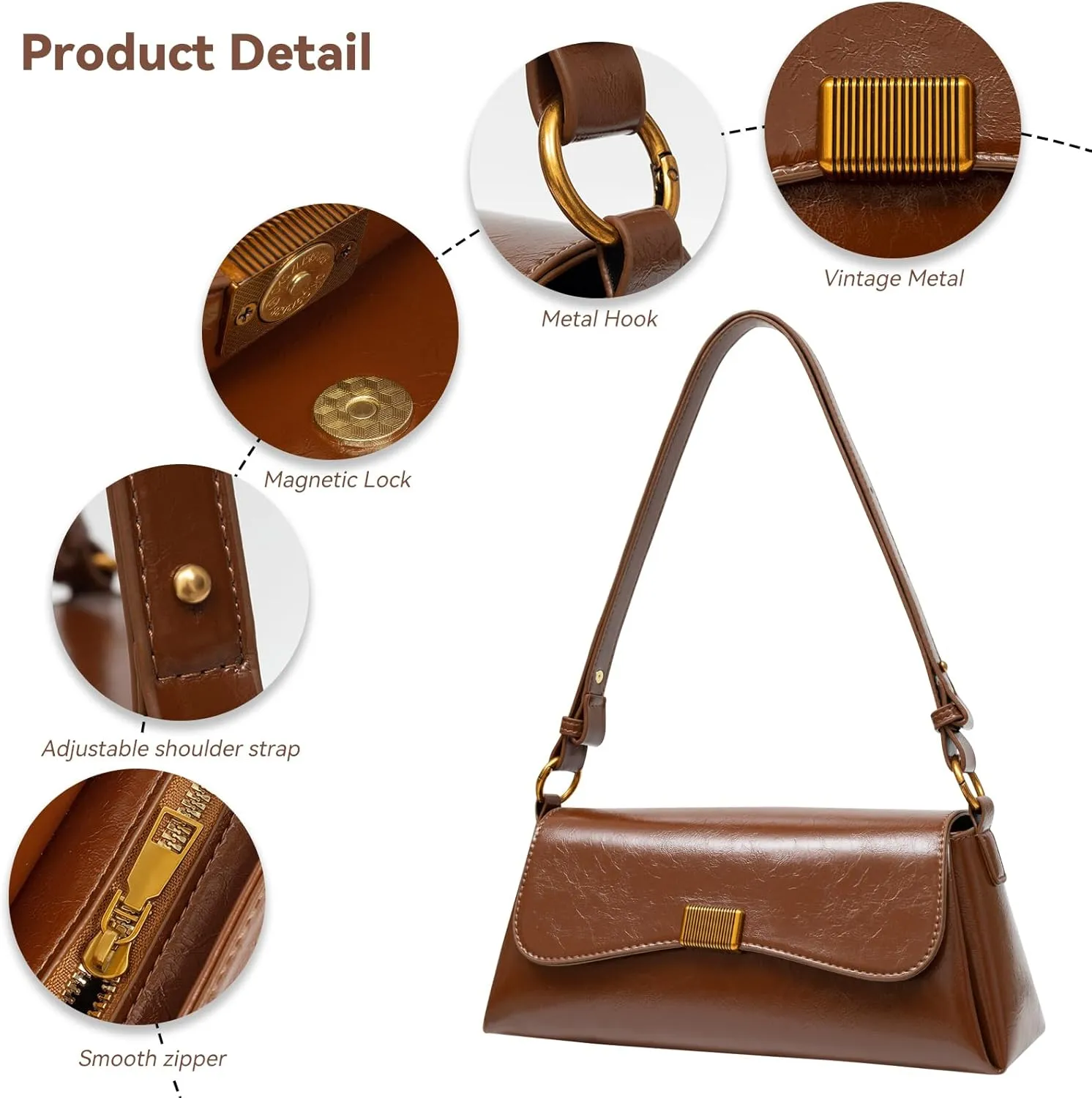 Shoulder Bag for Women Y2K Trendy Underarm Purse Vegan Leather Clutch Hobo Handbags