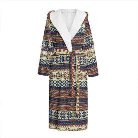 Sixty Eight 93 Logo White Unisex Flannel Hooded Bathrobe #14