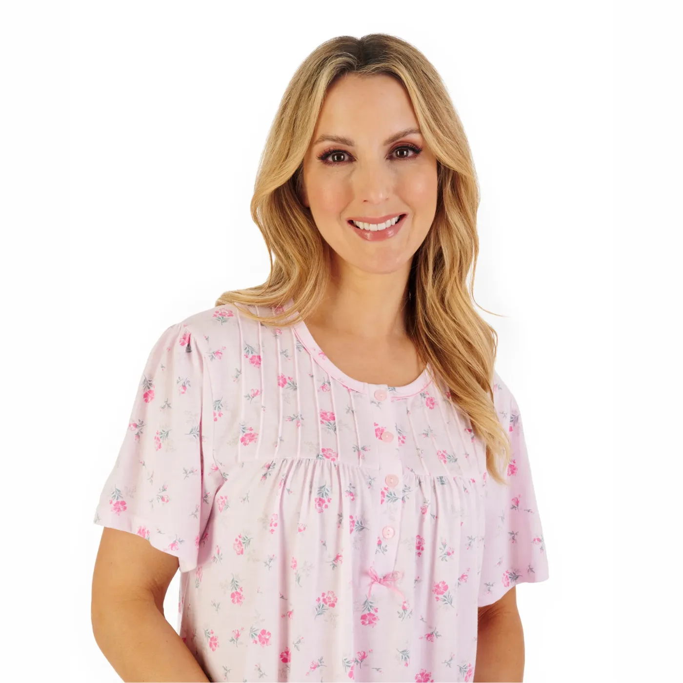 Slenderella Short Sleeve Floral Print Jersey Nightdress