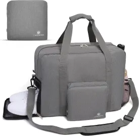 Travel duffel Gym Bag with Shoe Compartment, Foldable Underseat Carry On Bag for Spirit Airlines Personal Item Bag 18X14X8, Swim Sports Gym Bags for Men Women Weekend Overnight Bag Waterproof Material