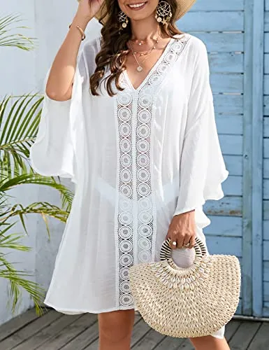 V-Neck Side Split Women's Swimwear Coverup