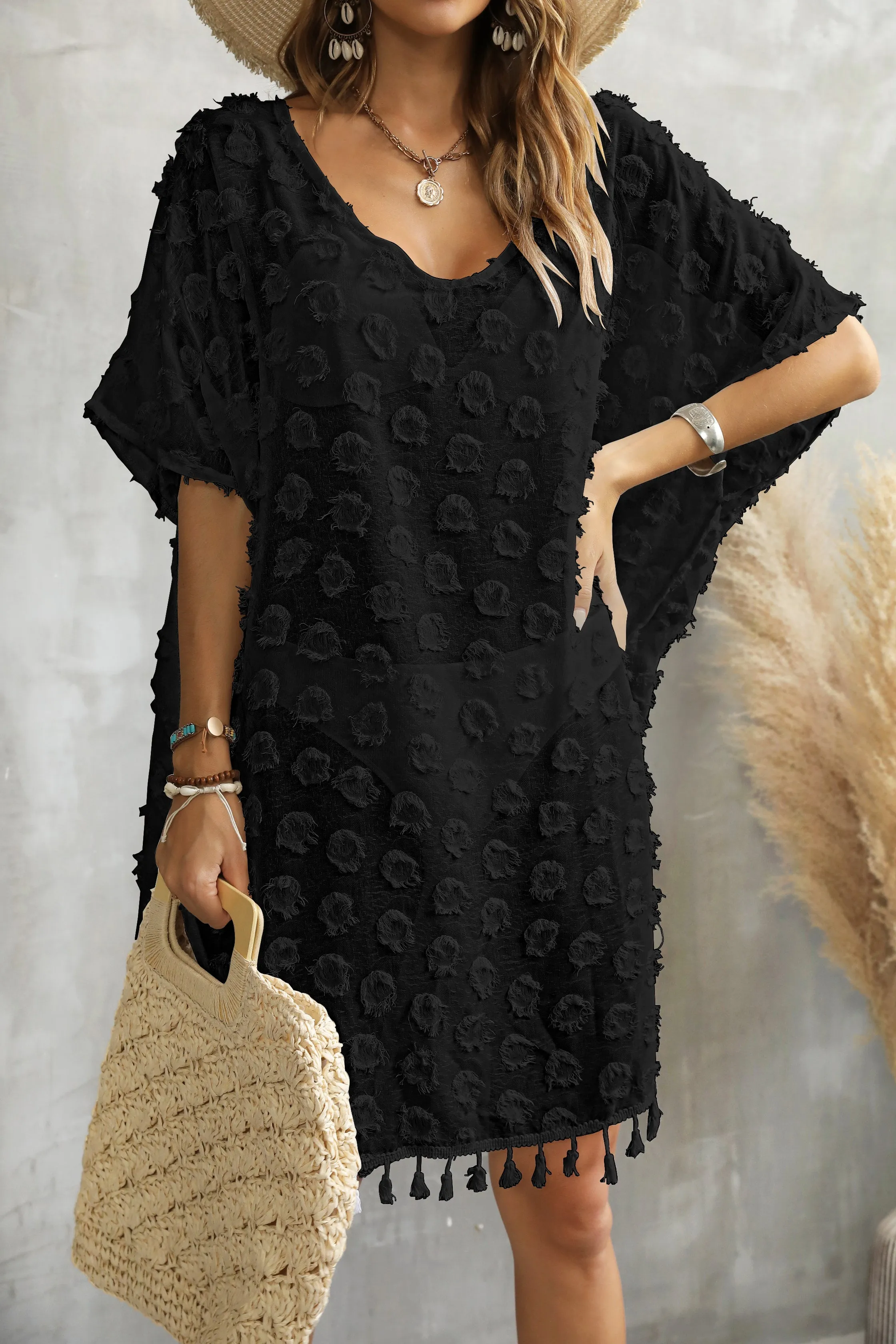 V-Neck Side Split Women's Swimwear Coverup