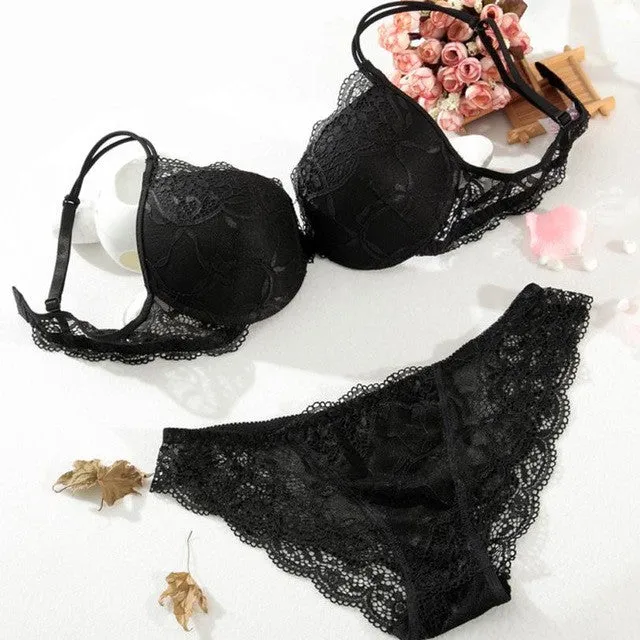 Women Underwear Sexy Push Up Lace Floral Bra Set Embroidery Underwear Attractive Designed