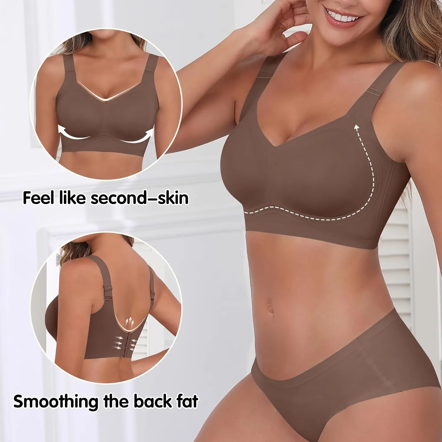 Womens 2025 Seamless Wireless Supportive Bra Push Up Comfort Soft No Underwire Full Coverage T-Shirt Bras (M-4XL)