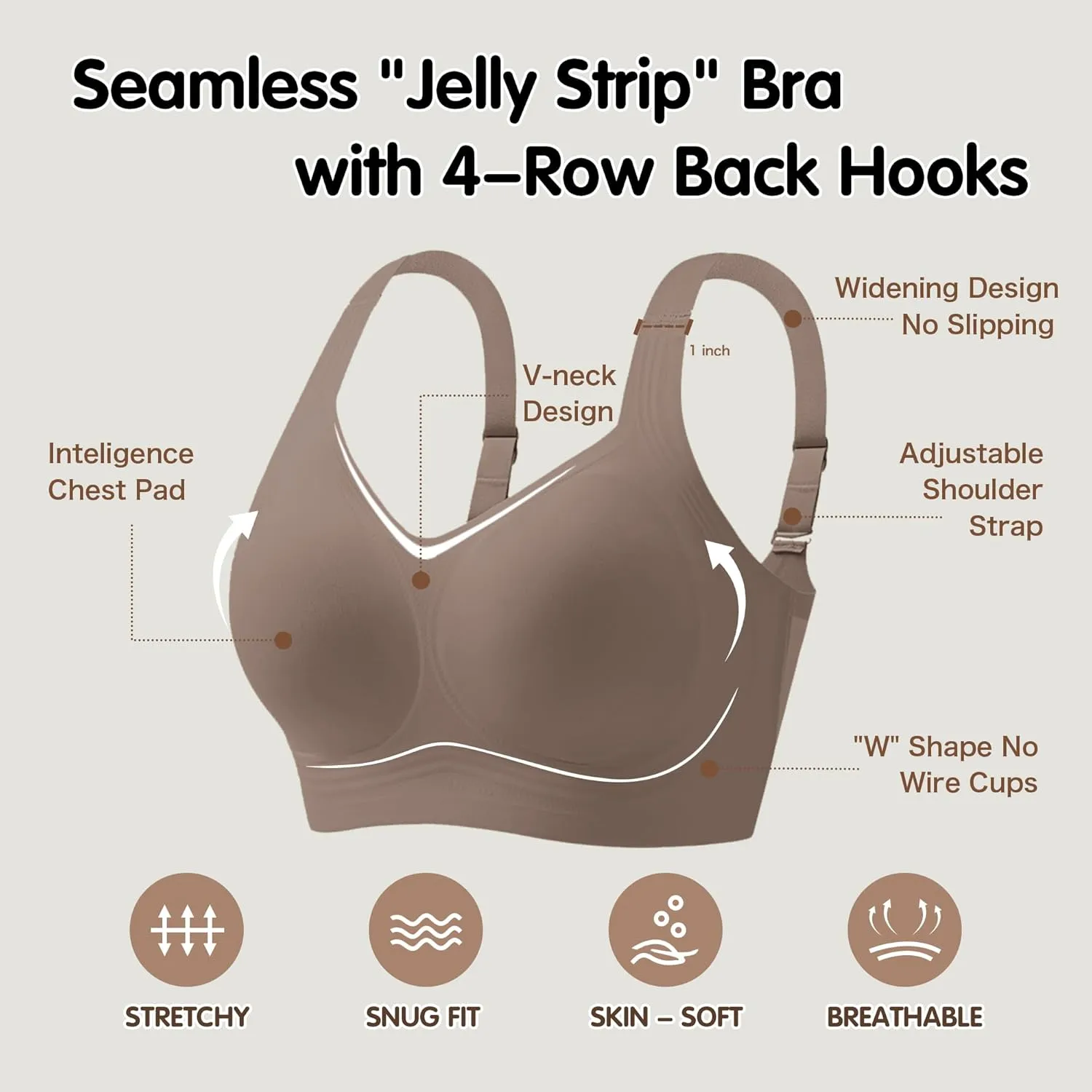 Womens 2025 Seamless Wireless Supportive Bra Push Up Comfort Soft No Underwire Full Coverage T-Shirt Bras (M-4XL)