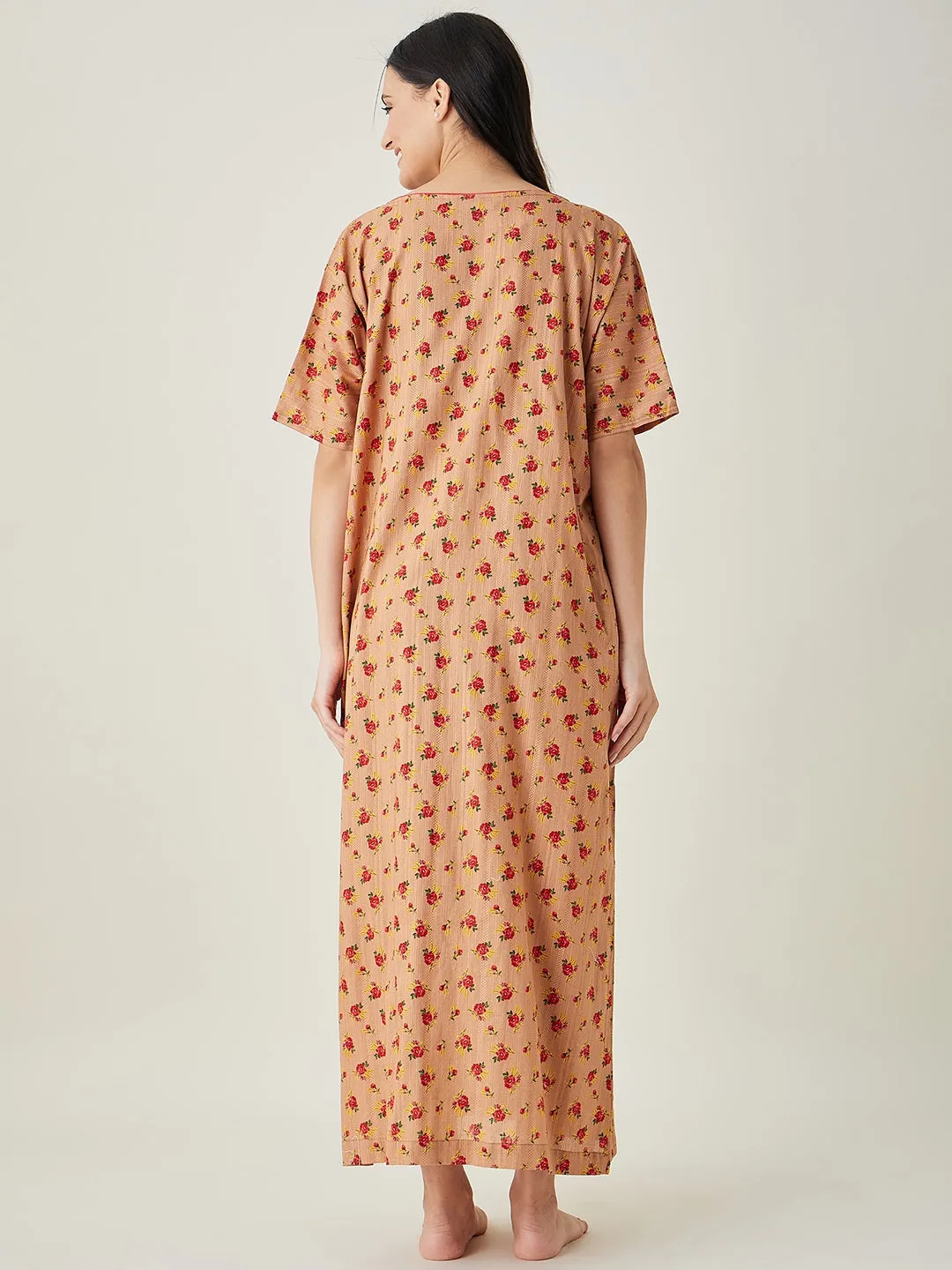 Women's Brown Rosewood Dreams Nightdress - The Kaftan Company