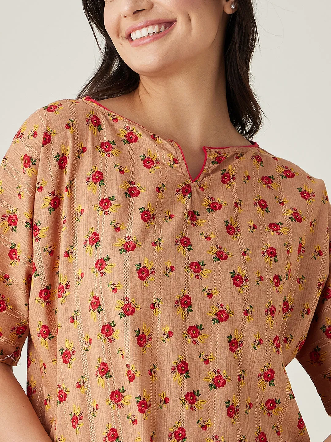 Women's Brown Rosewood Dreams Nightdress - The Kaftan Company