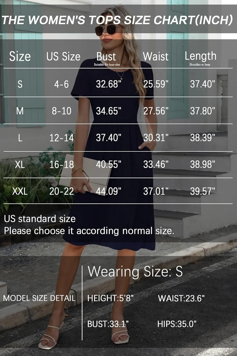 Women's Empire Waist Pleated Dress Flowy Casual Knee Length Short Sleeve Dresses with Pockets 2025