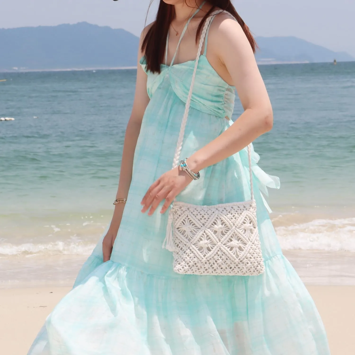 Womens Handwoven Crossbody Purse Summer Beach Clutch Purses Woven Handmade Shoulder Handbag
