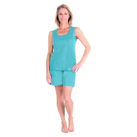 Women's Moisture Wicking Scoop Tank Drawstring Short Pajama Set