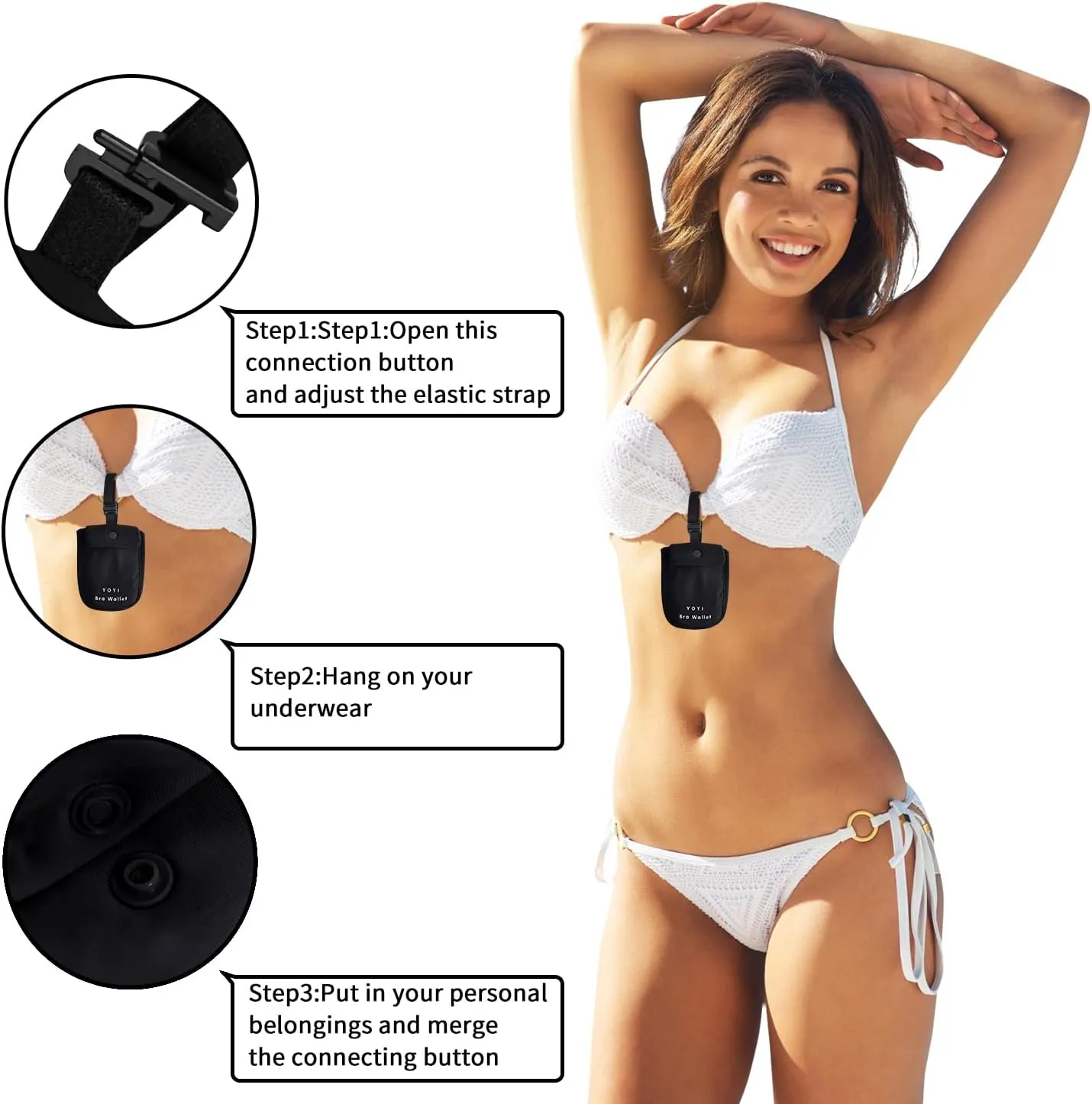 YOYI YOYI RFID Undercover Bra Wallet,Travel Pouch,Secret Pocket - Credit Cards & Money & Valuables with Adjustable,Elastic Strap Suitable for All Bra Sizes